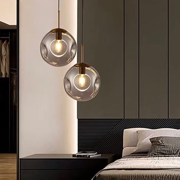 Hamilton Dimple 25cm Hand Made Glass Pendant in Smoke or Amber