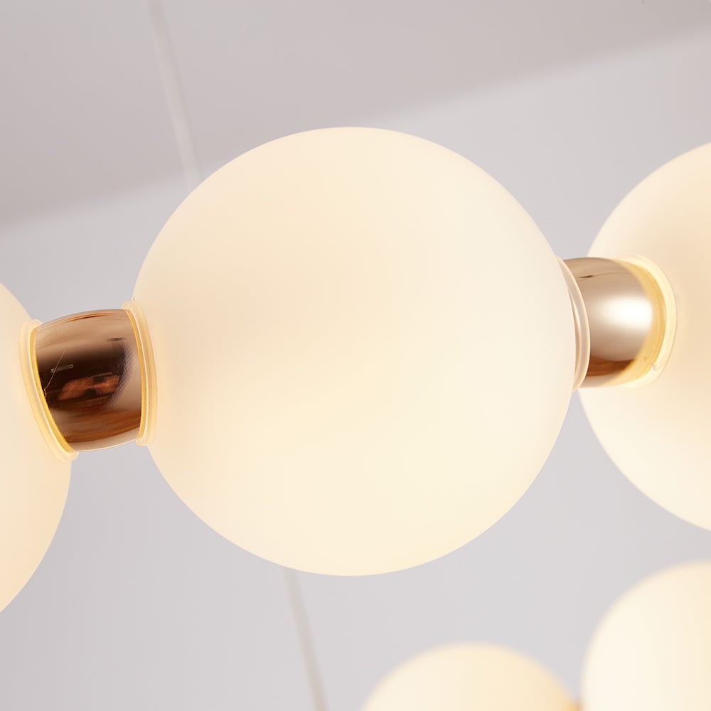 Mysa Modern Opal Glass Halo Pendant 100cm in Brushed Brass