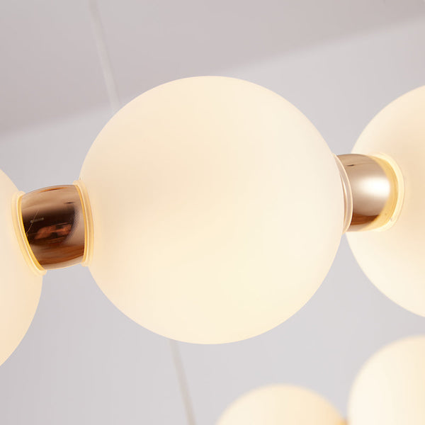Mysa Modern Opal Glass Halo Pendant 100cm in Brushed Brass