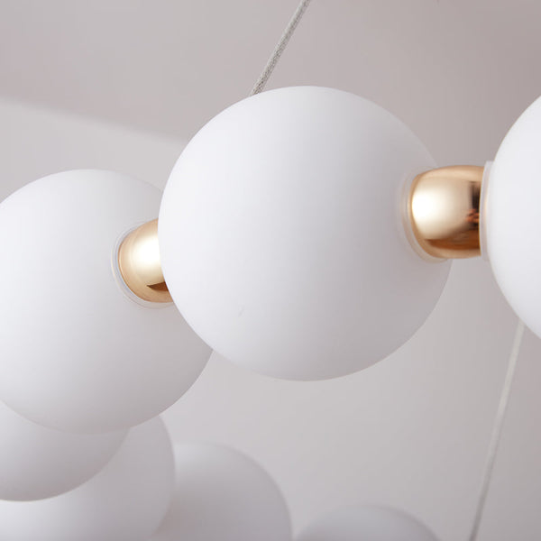 Mysa Modern Opal Glass Halo Pendant 100cm in Brushed Brass