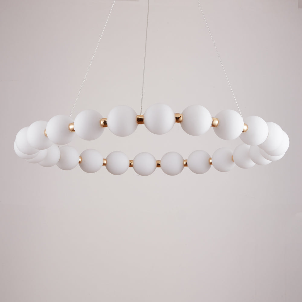 Mysa Modern Opal Glass Halo Pendant 100cm in Brushed Brass
