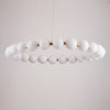 Mysa Modern Opal Glass Halo Pendant 100cm in Brushed Brass