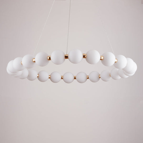 Mysa Modern Opal Glass Halo Pendant 100cm in Brushed Brass