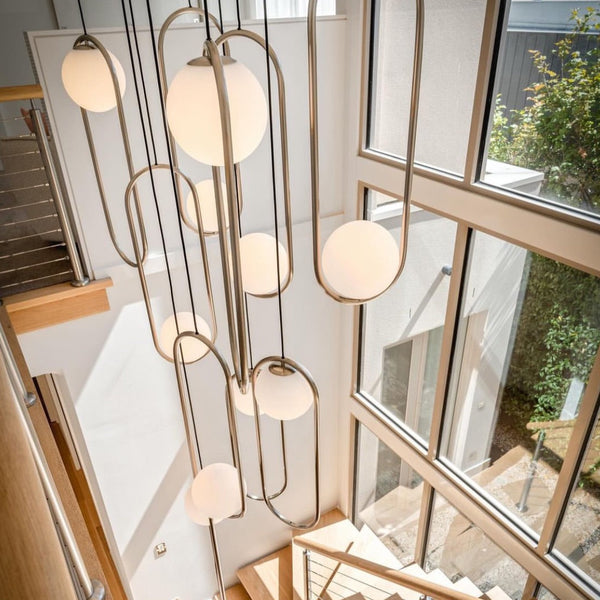 void 10 light cluster brushed nickel staircase chandelier