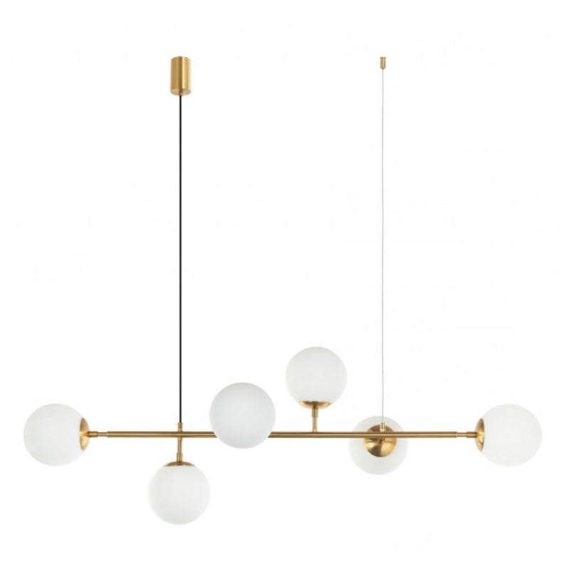 Spark 6 Light Satin Brass Linear with Opal Glass