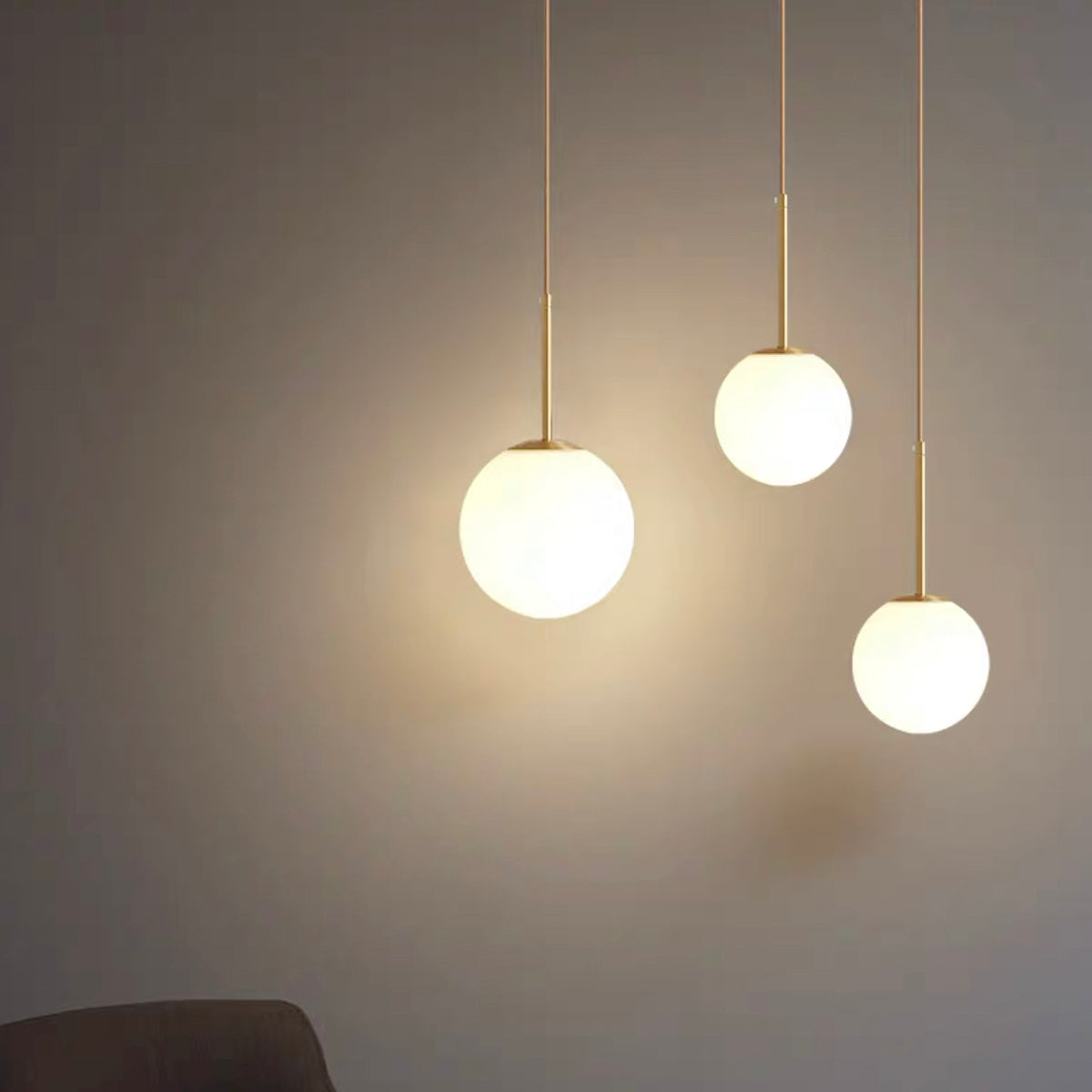 Cruinn Sphere Modern Opal Glass Pendant in Various Sizes