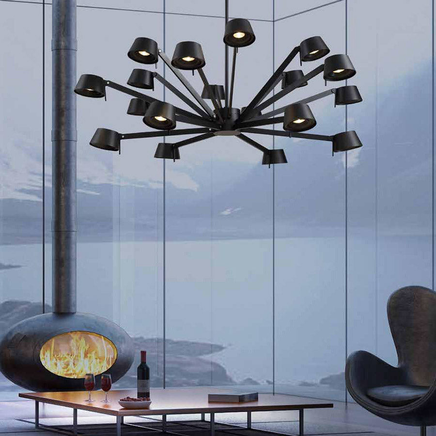 Elation 18 Arm Adjustable Cluster Chandelier in Black