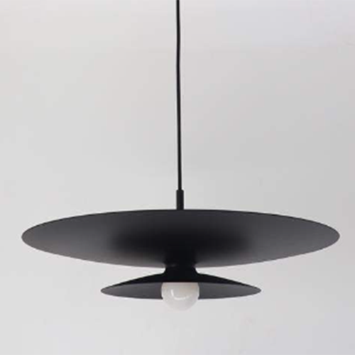 Fluga Wide 50cm Modern Statement Pendant in Black or Brushed Brass