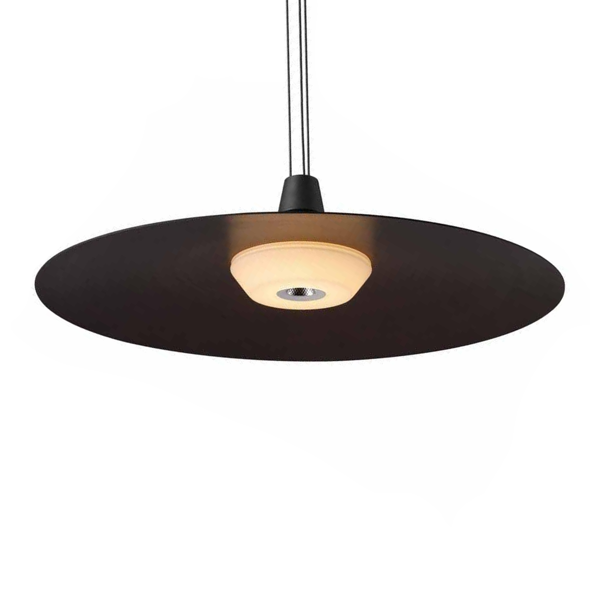 dark copper pendant shade with a warm diffused light