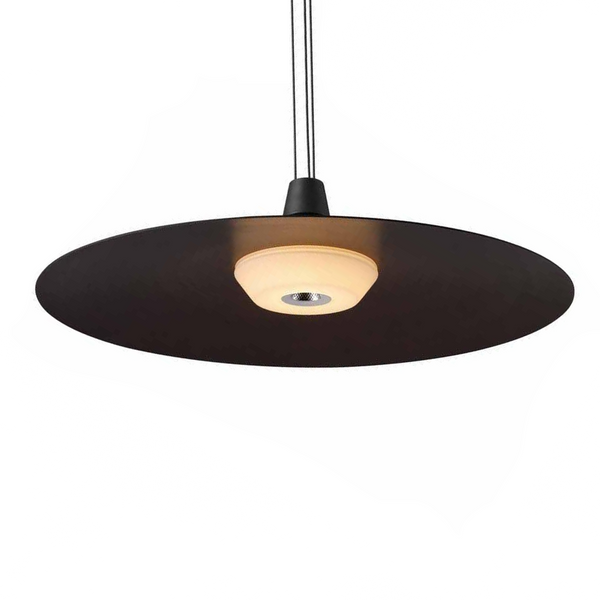 dark copper pendant shade with a warm diffused light