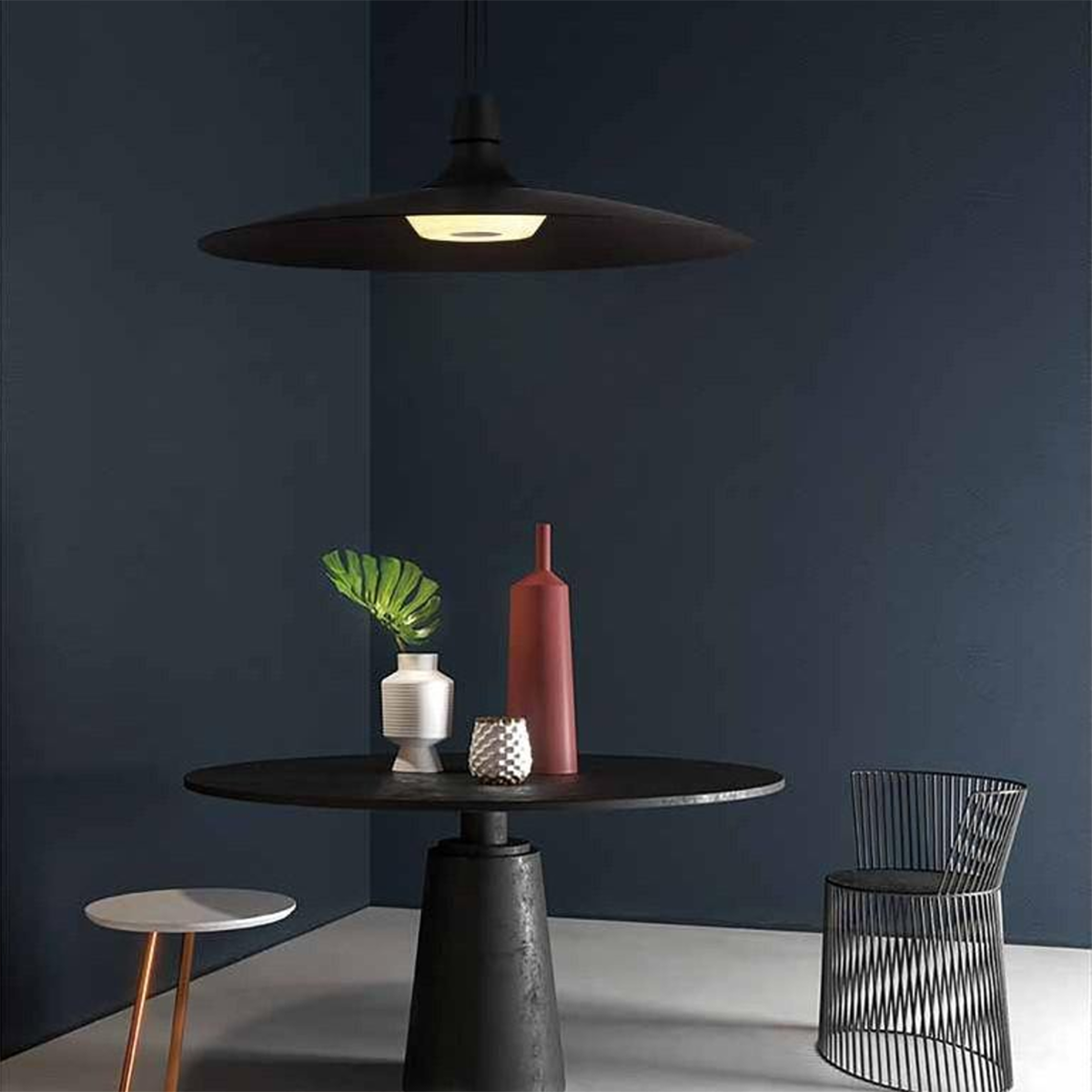 Black pendant light with copper inside deals