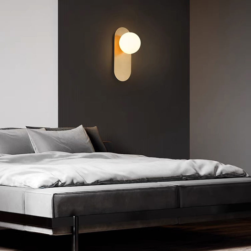 Orbe 13cm Minimalist Wall Light in Black, White & Brass