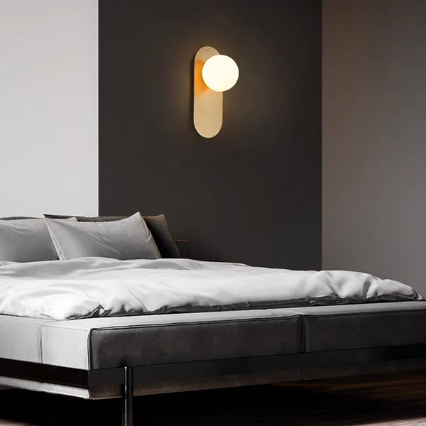 Orbe 13cm Minimalist Wall Light in Black, White & Brass