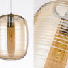 rippled-amber-glass-pendant-LED-polished-nickel-hardware