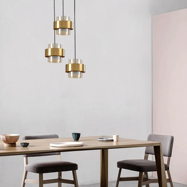 Walter 18cm Gold Modern Pendant with Smoke Glass
