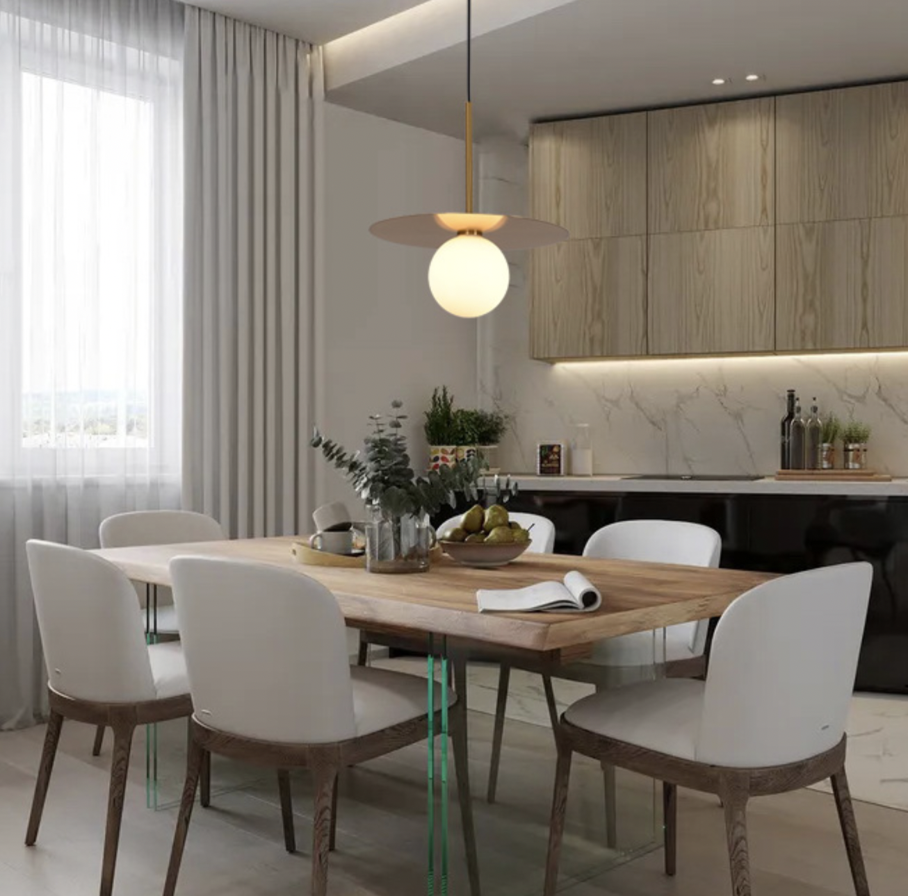 Halle 30cm Disc Pendant Light in Bushed Brass or Black