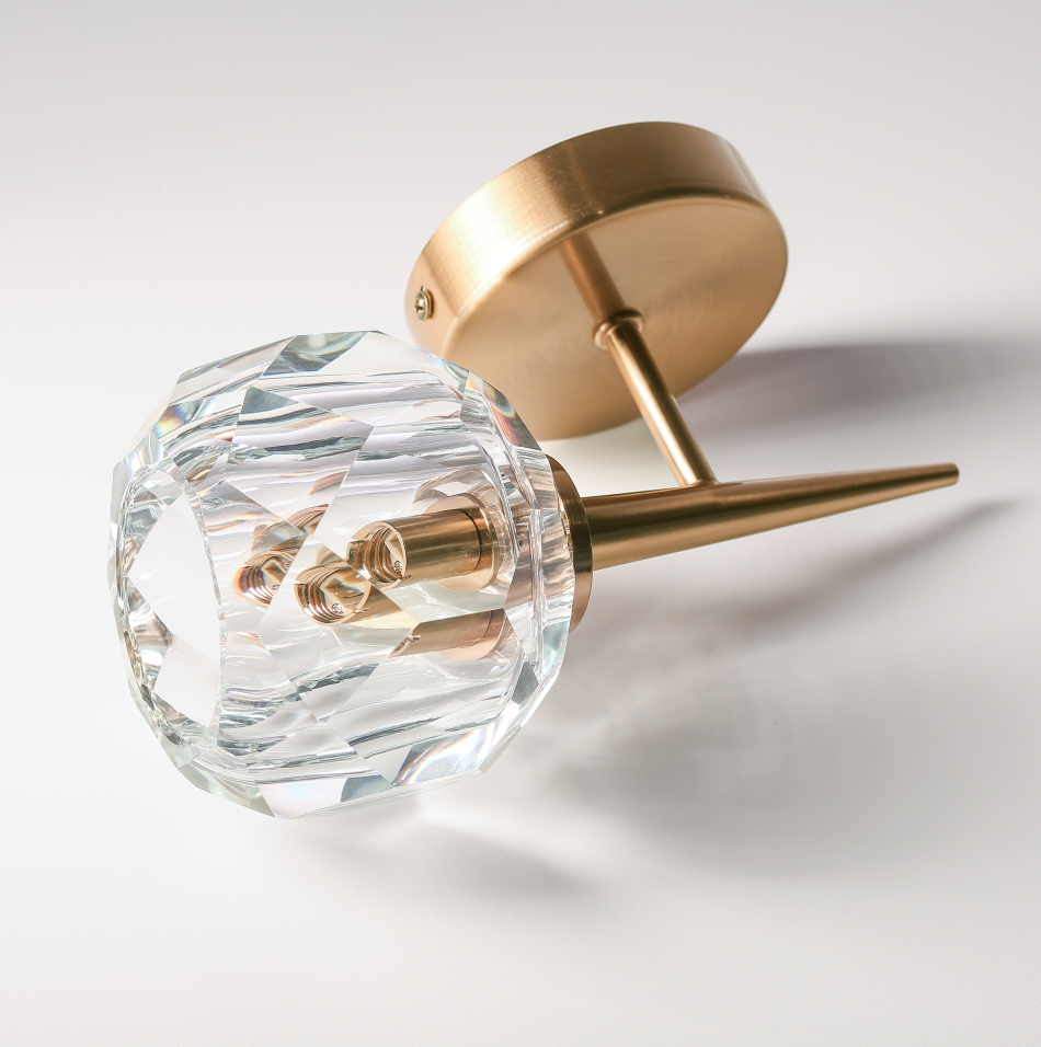 Onyx Crystal Interior Wall Light in Brushed Brass