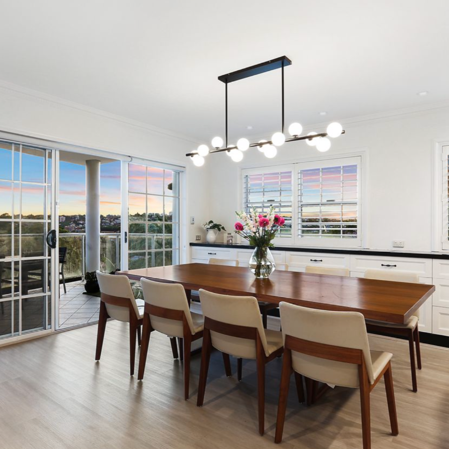 Blossom Slim 14 Light Linear 150cm Pendant in Brushed Brass or Black