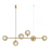 Spark 6 Light Satin Brass Linear with Smoke, Amber or Opal Shades