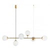 Spark 6 Light Satin Brass Linear with Smoke, Amber or Opal Shades