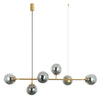 Spark 6 Light Satin Brass Linear with Smoke, Amber or Opal Shades