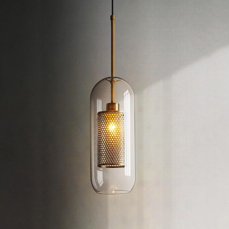 Stark Skinny Modern Mesh Glass Pendant in 15cm
