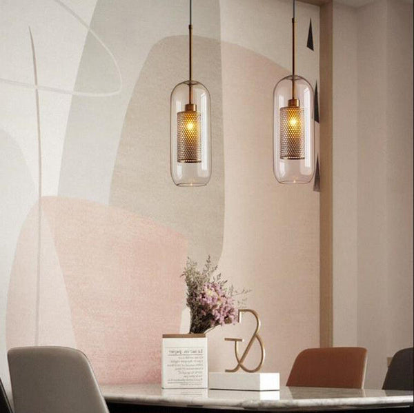 Stark Skinny Modern Mesh Glass Pendant in 15cm