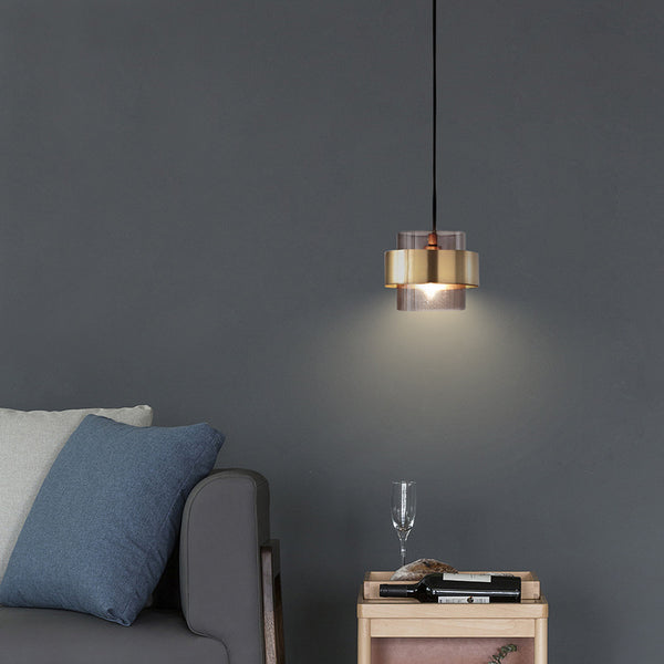 Walter 18cm Gold Modern Pendant with Smoke Glass