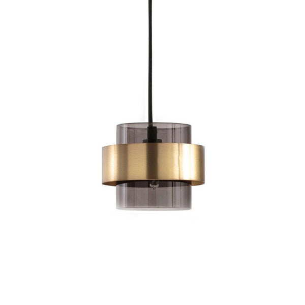 Walter 18cm Gold Modern Pendant with Smoke Glass