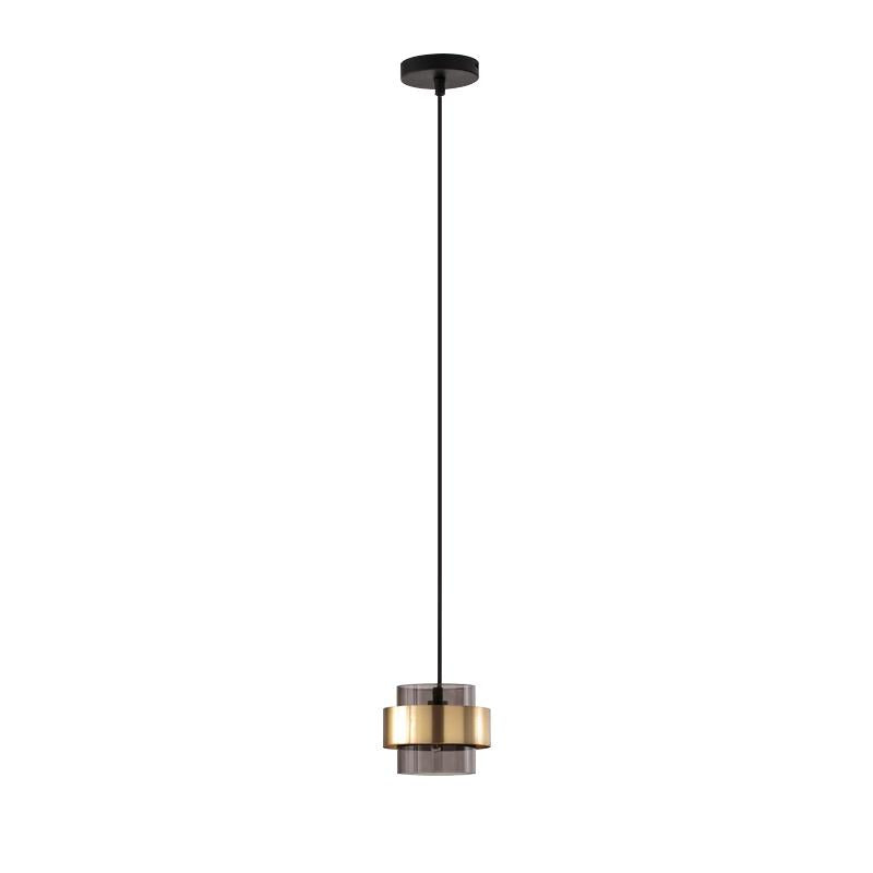 Walter 18cm Gold Modern Pendant with Smoke Glass