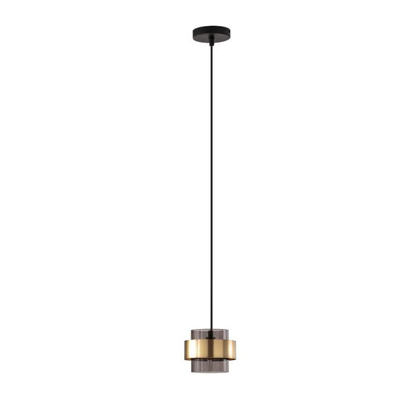 Walter 18cm Gold Modern Pendant with Smoke Glass