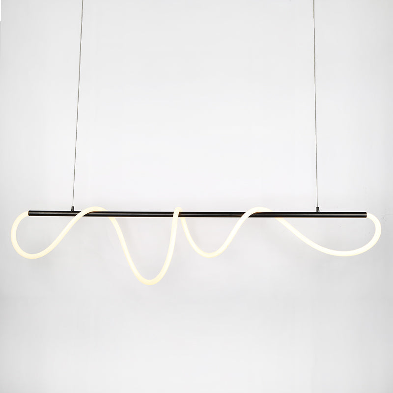 modern linear abstract LED pendant light zlights curl curl black 150cm 1500mm dimmable metal suspension wire perfect over island benches