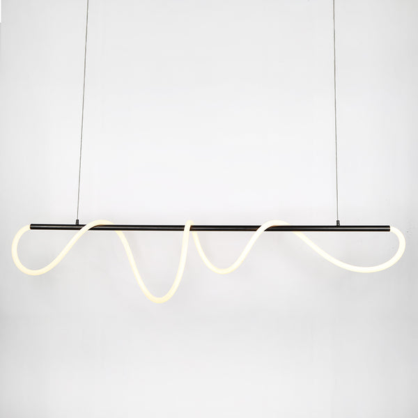 modern linear abstract LED pendant light zlights curl curl black 150cm 1500mm dimmable metal suspension wire perfect over island benches