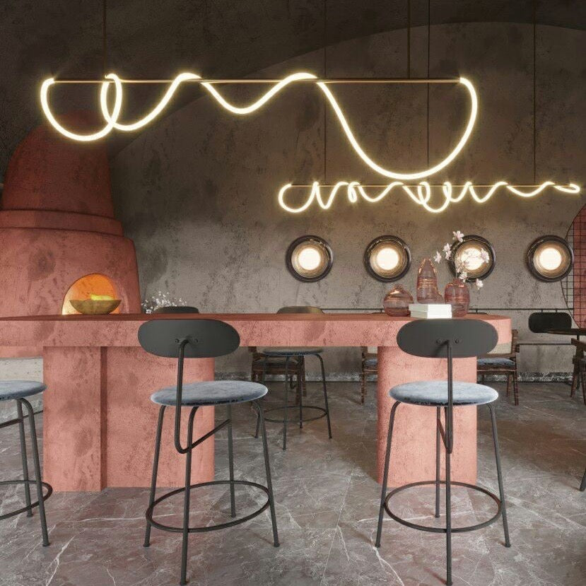 Curl Curl Large Adjustable 200cm Linear Suspension Pendant in Brushed Brass