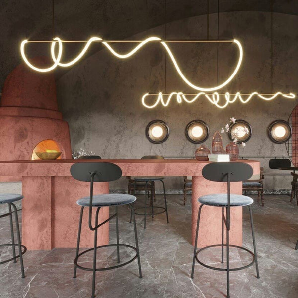 Curl Curl Large Adjustable 200cm Linear Suspension Pendant in Brushed Brass