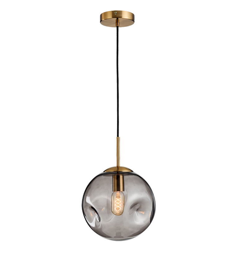 Hamilton Dimple 25cm Hand Made Glass Pendant in Smoke or Amber