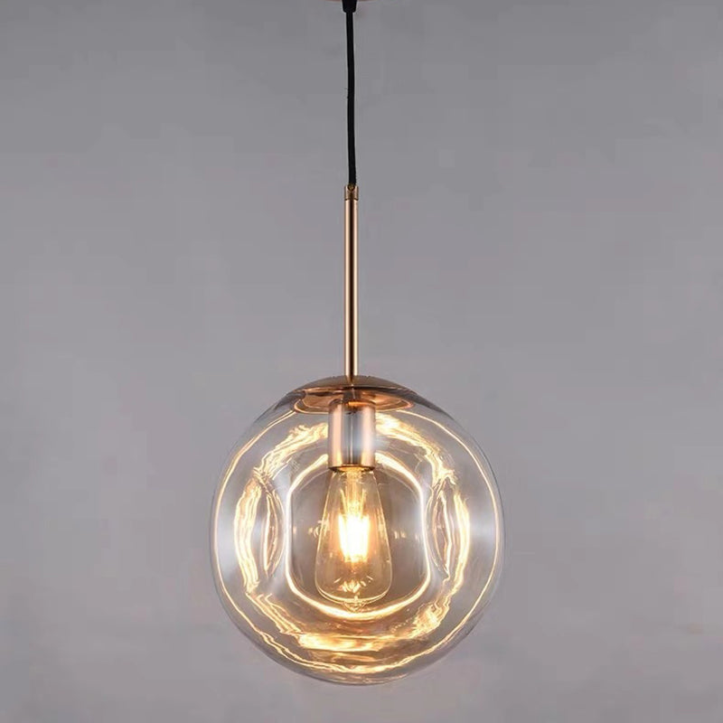 Hamilton Dimple 25cm Hand Made Glass Pendant in Smoke or Amber