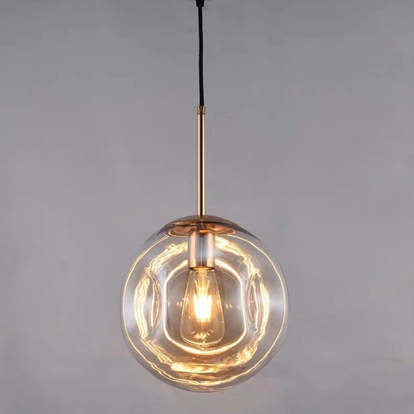 Hamilton Dimple 25cm Hand Made Glass Pendant in Smoke or Amber