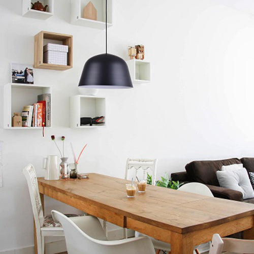 Pastello 25cm Dome Suspension Pendant Light in Black