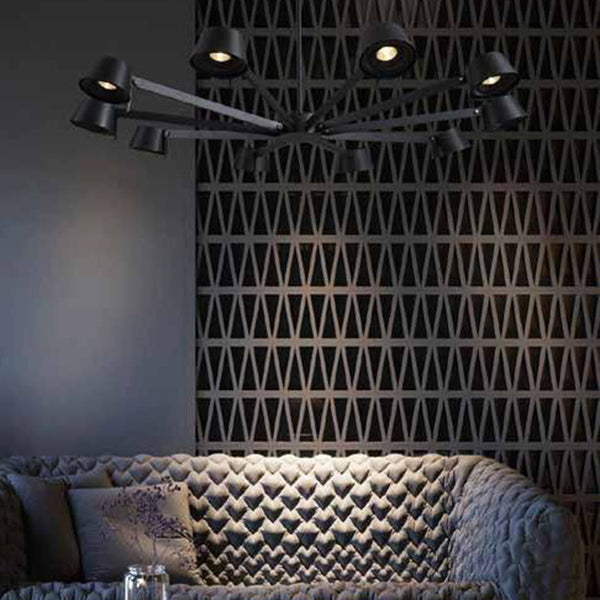 Elation 10 Arm Adjustable Chandelier in Black