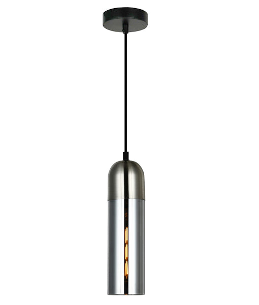 Serif Modern Slimline 8cm Glass Pendant in Satin Chrome or Antique Brass