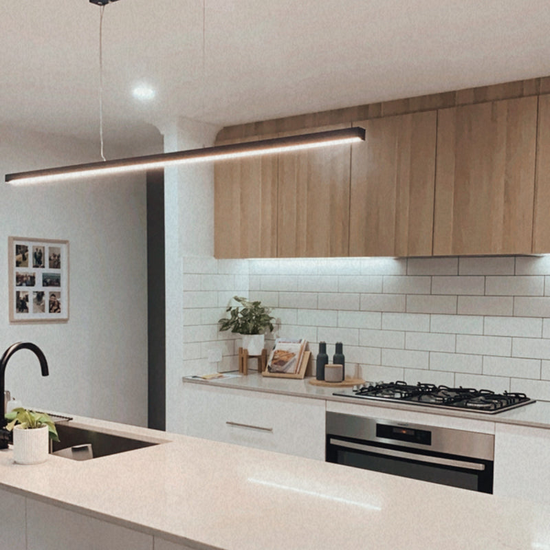 Lineaire Ultra Slimline 150cm Linear Pendant in Black, White & Polished Nickel