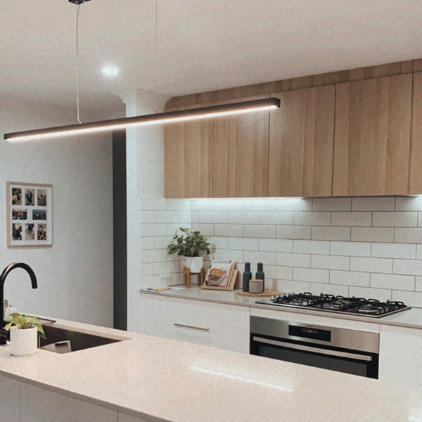 Lineaire Ultra Slimline 150cm Linear Pendant in Black, White & Polished Nickel