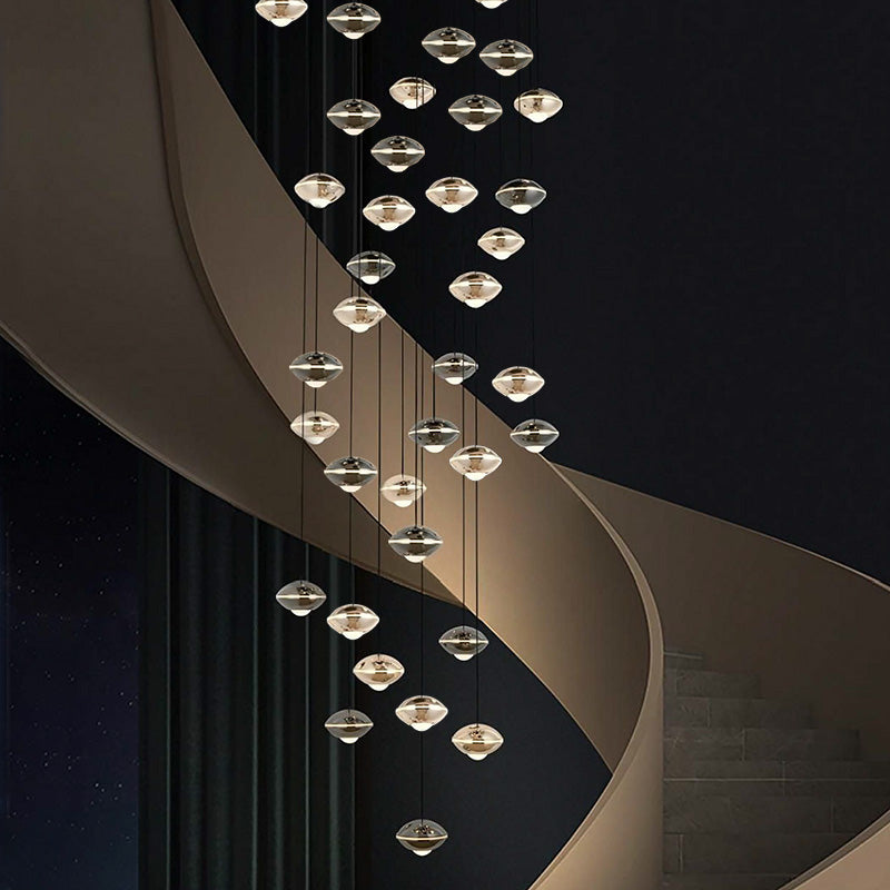 Soucoupe 36 Light Cluster Halo Pendant in Pearl Gold or Black