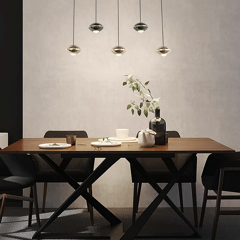 Soucoupe 5 Light Cluster Halo Pendant in Pearl Gold or Black