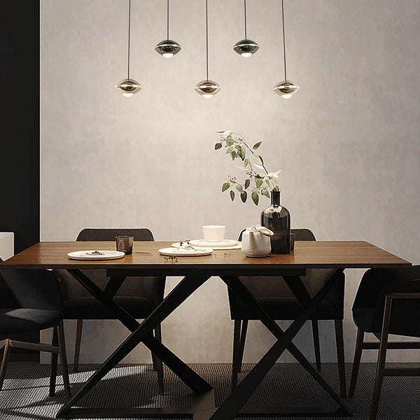 Soucoupe 5 Light Cluster Halo Pendant in Pearl Gold or Black