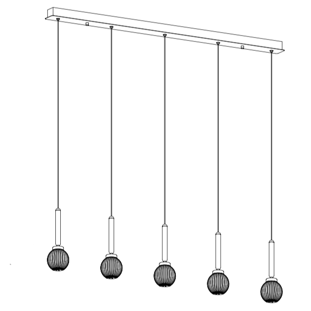 Gota 5 Light 120cm Linear Pendant