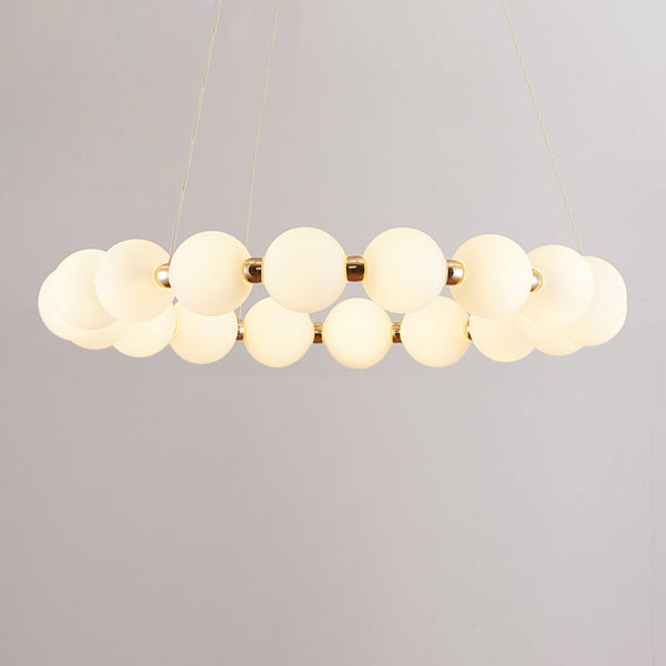 Mysa Modern Opal Glass Halo Pendant 60cm in Brushed Brass