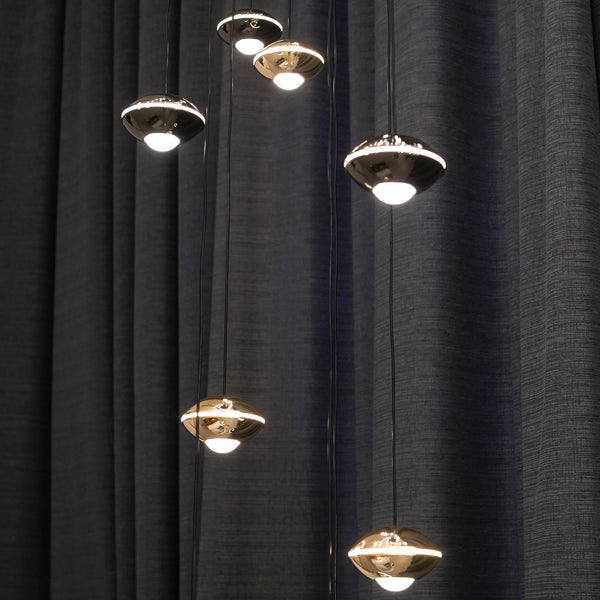 Soucoupe 36 Light Cluster Halo Pendant in Pearl Gold or Black