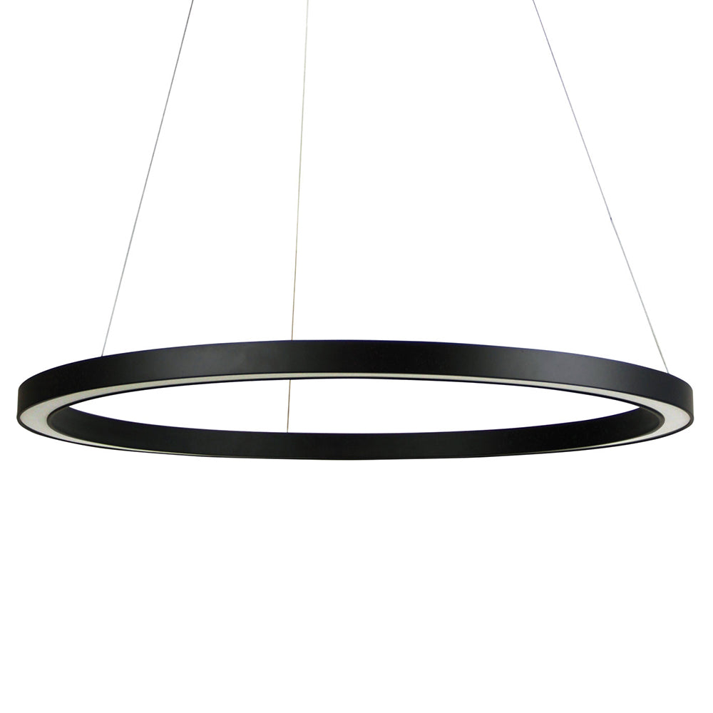 circular halo ring pendant light modern round interior lighting LED Black Halo II